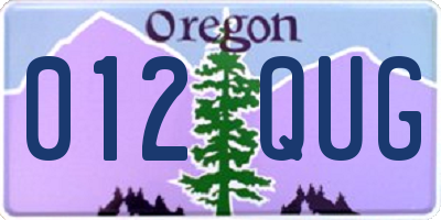 OR license plate 012QUG