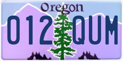 OR license plate 012QUM