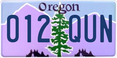 OR license plate 012QUN