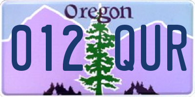 OR license plate 012QUR