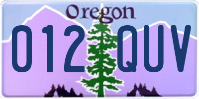 OR license plate 012QUV