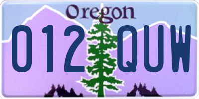 OR license plate 012QUW
