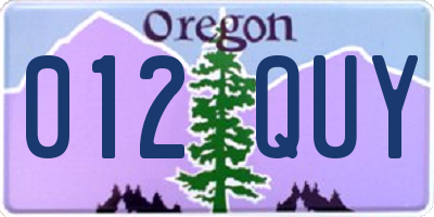 OR license plate 012QUY