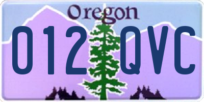 OR license plate 012QVC