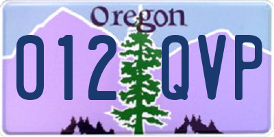 OR license plate 012QVP