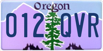 OR license plate 012QVR