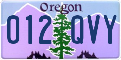 OR license plate 012QVY