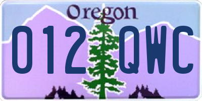 OR license plate 012QWC