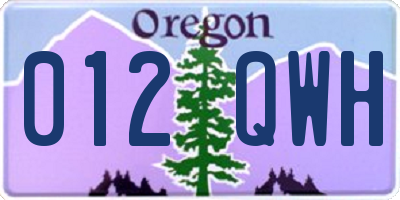 OR license plate 012QWH