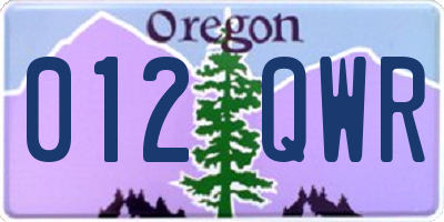 OR license plate 012QWR