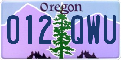 OR license plate 012QWU