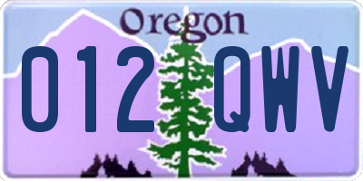 OR license plate 012QWV