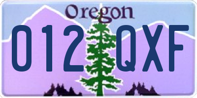 OR license plate 012QXF