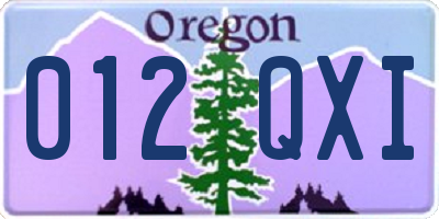 OR license plate 012QXI