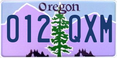 OR license plate 012QXM