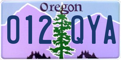 OR license plate 012QYA