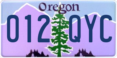 OR license plate 012QYC