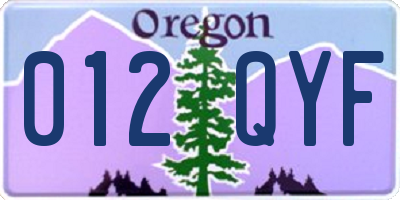 OR license plate 012QYF