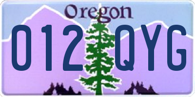 OR license plate 012QYG