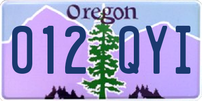 OR license plate 012QYI