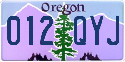 OR license plate 012QYJ
