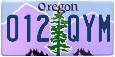 OR license plate 012QYM