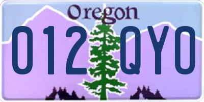 OR license plate 012QYO
