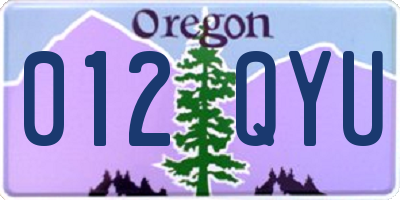 OR license plate 012QYU