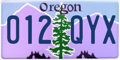 OR license plate 012QYX