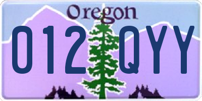 OR license plate 012QYY