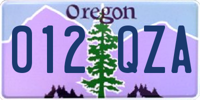 OR license plate 012QZA