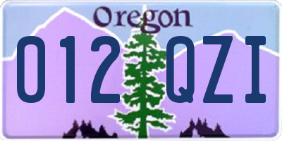 OR license plate 012QZI