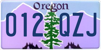OR license plate 012QZJ