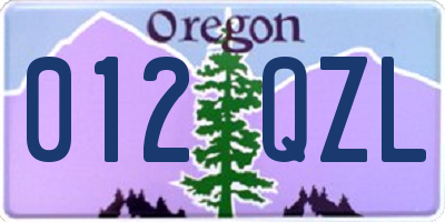 OR license plate 012QZL