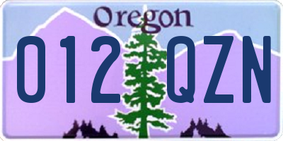 OR license plate 012QZN
