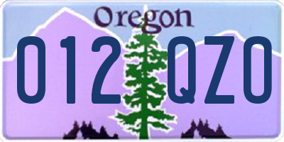 OR license plate 012QZO