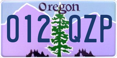 OR license plate 012QZP
