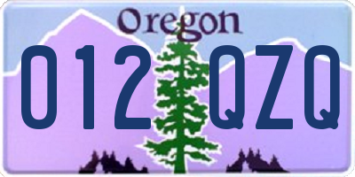 OR license plate 012QZQ