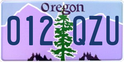 OR license plate 012QZU