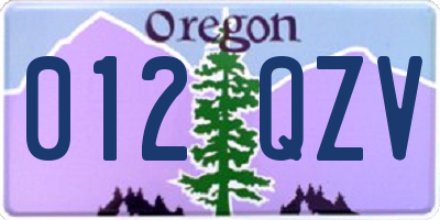 OR license plate 012QZV
