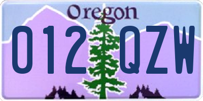 OR license plate 012QZW
