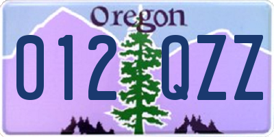 OR license plate 012QZZ