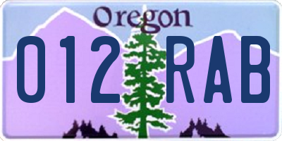 OR license plate 012RAB