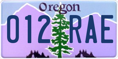 OR license plate 012RAE