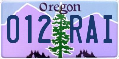 OR license plate 012RAI
