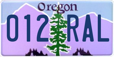 OR license plate 012RAL