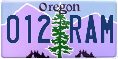 OR license plate 012RAM