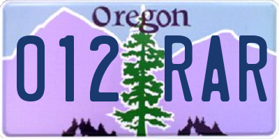 OR license plate 012RAR