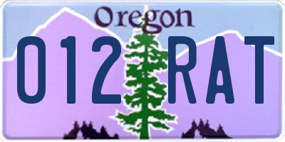 OR license plate 012RAT