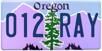 OR license plate 012RAY